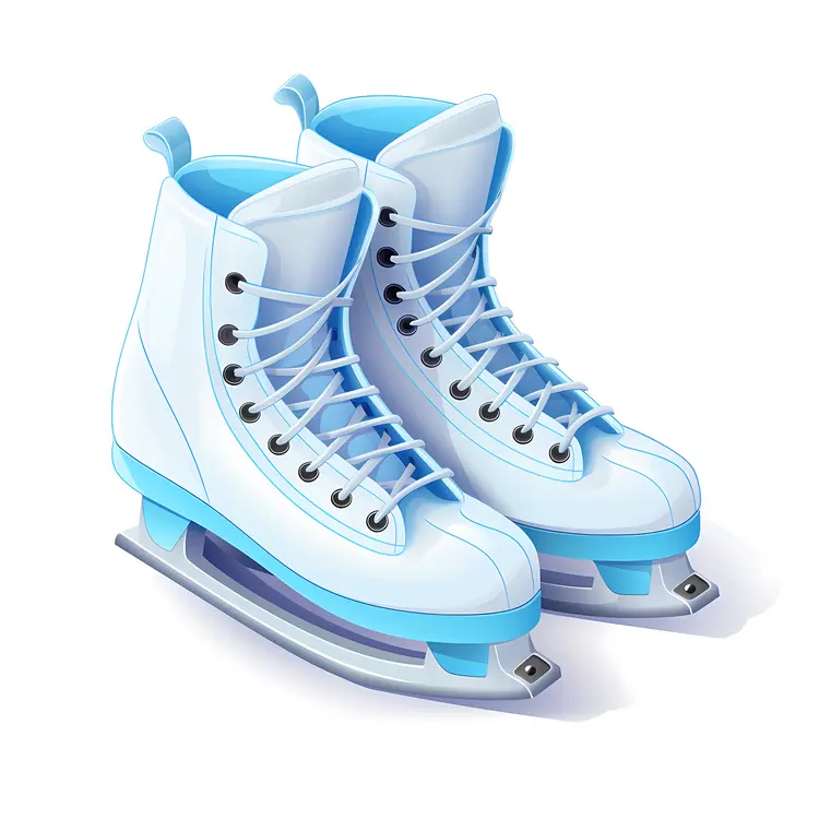 White and Blue Ice Skates for Winter Sports