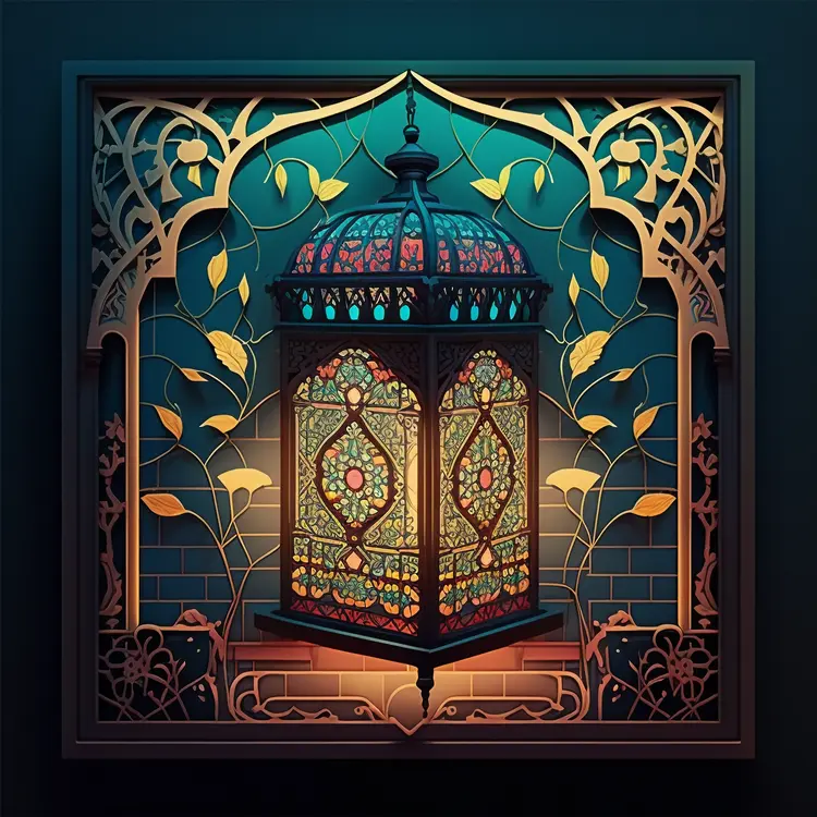 Ornate Stained Glass Lantern for Ramadan Decor