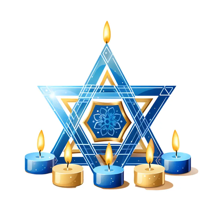 Blue and Gold Star with Candles for Festive Decoration