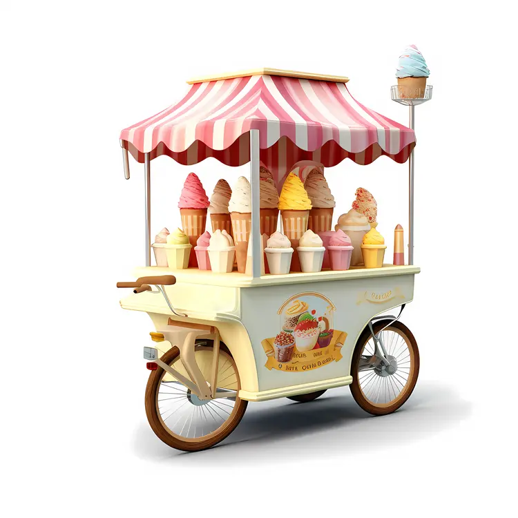 Colorful Ice Cream Cart for Summer Festivals