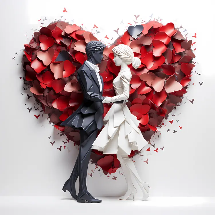 Couple with Heart and Butterfly Background