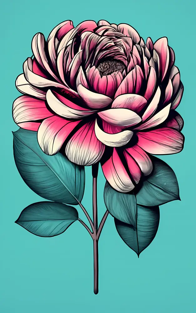 Beautiful Pink Flower with Green Leaves