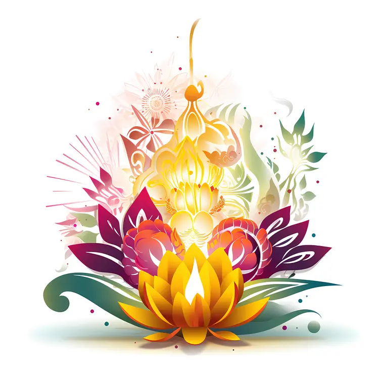 Golden Lotus Flower with Light