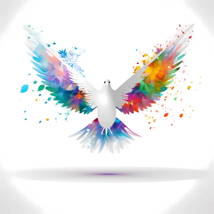 Colorful Bird with Spread Wings