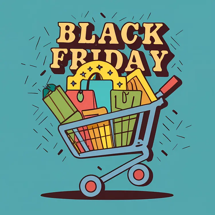 Shopping Cart with Bags for Black Friday
