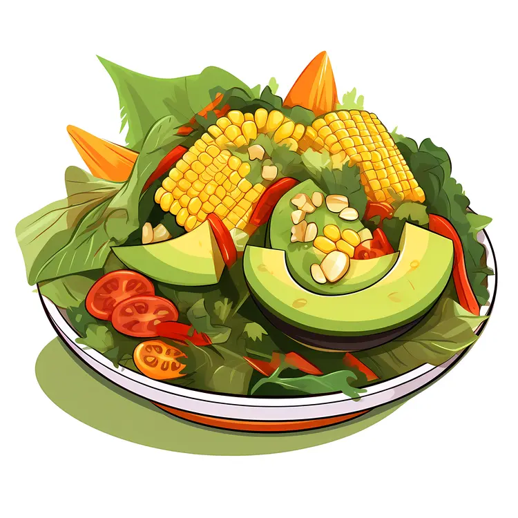 Fresh Vegetable Salad with Avocado and Corn