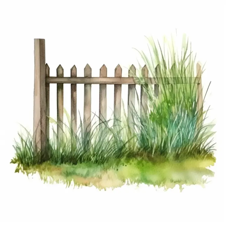 Wooden Fence with Grass