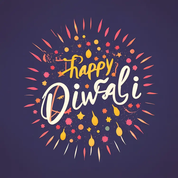 Happy Diwali with Fireworks and Decorations