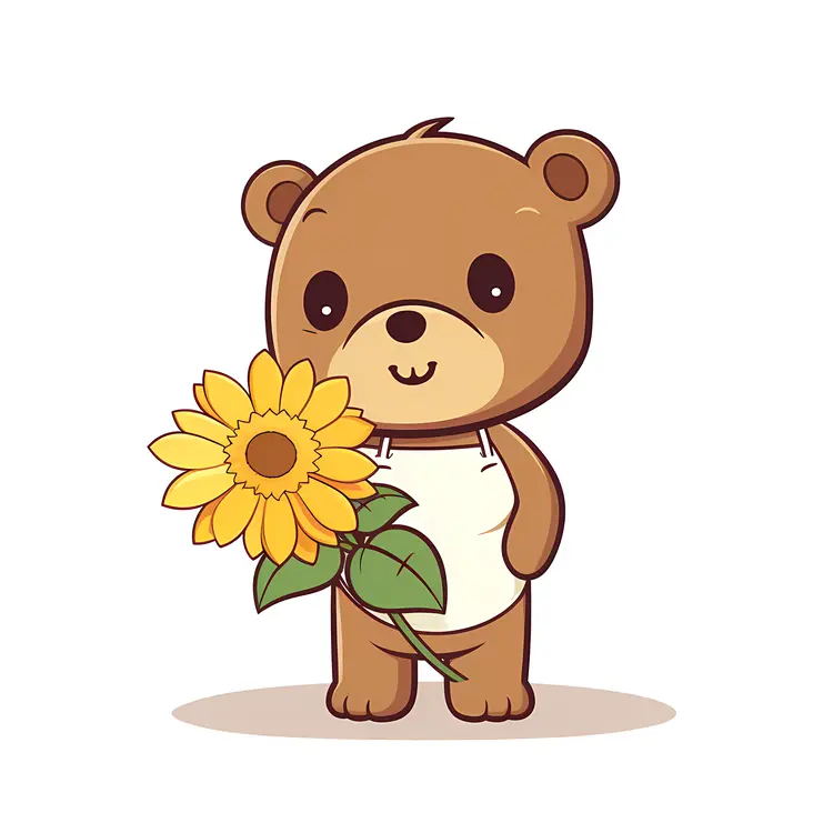 Cute Bear with Sunflower