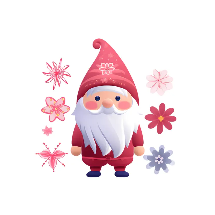 Gnome with Flowers Illustration