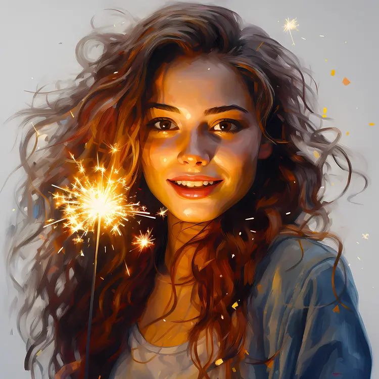 Woman Holding Sparkler