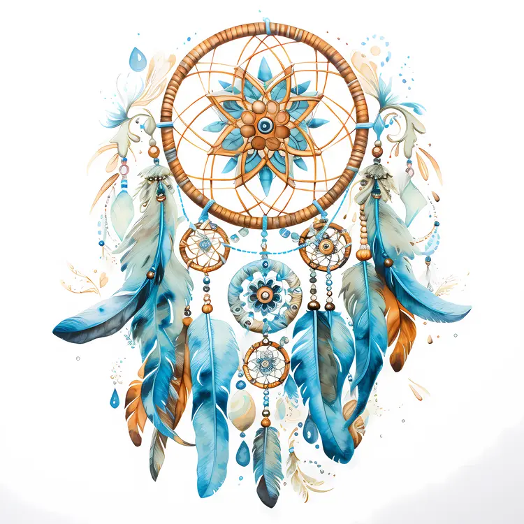 Blue Dreamcatcher with Feathers