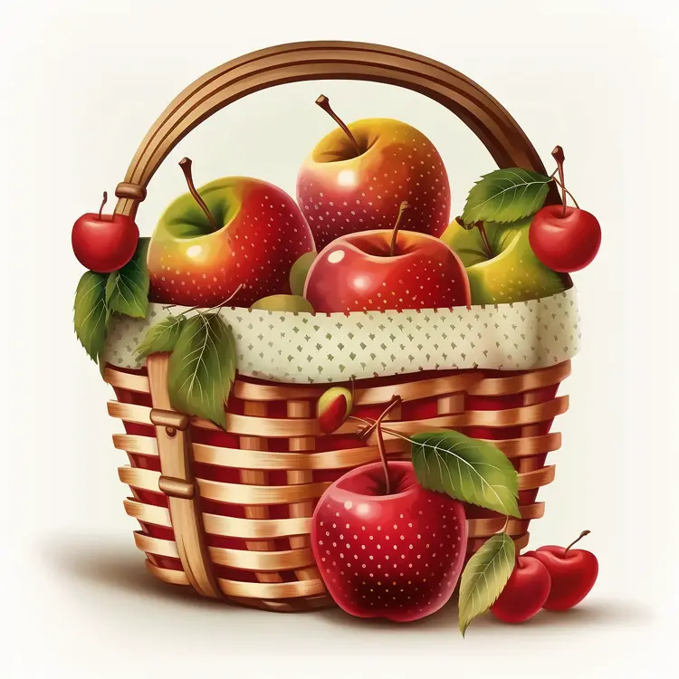 Fresh Apples in a Wicker Basket