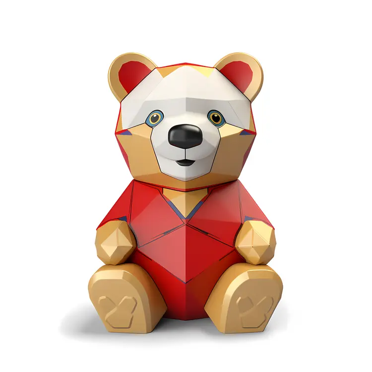 Geometric Red Bear Toy