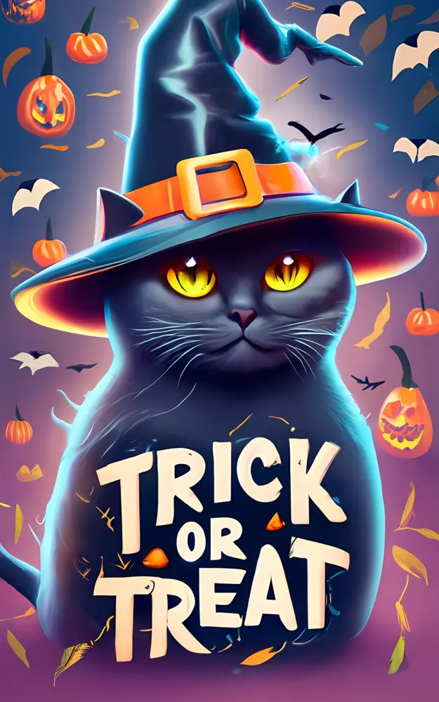 Black Cat in Witch Hat