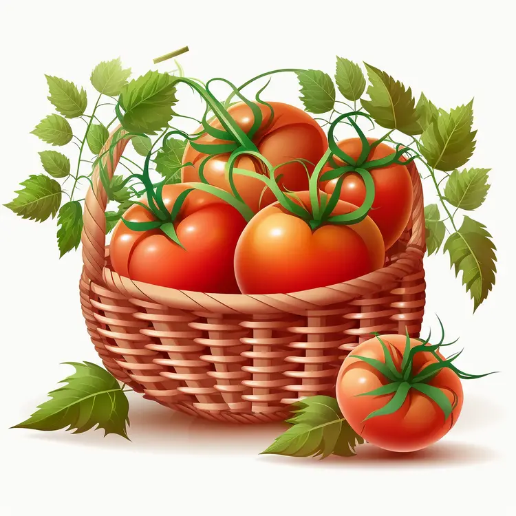 Fresh Red Tomatoes in a Wicker Basket