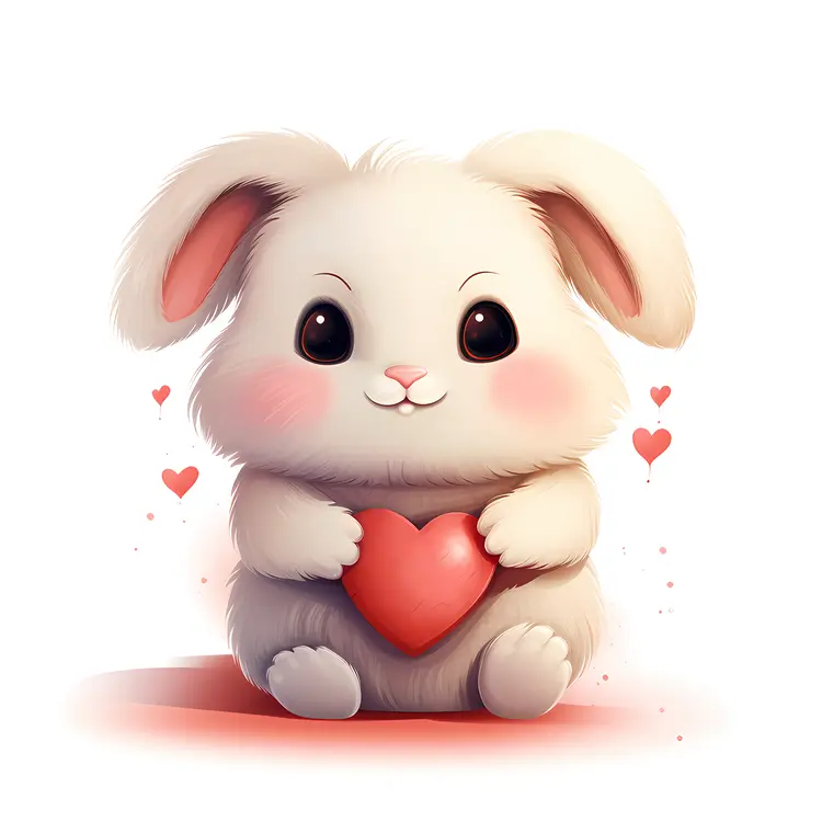 Adorable White Bunny with Heart
