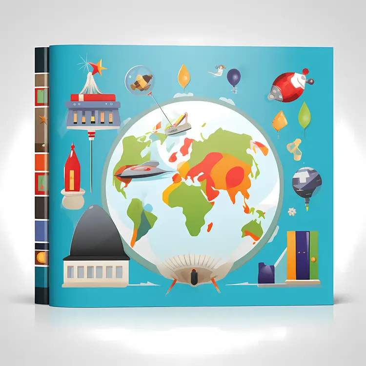 Colorful Globe with Landmarks and Icons