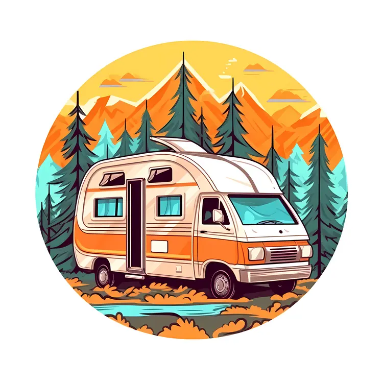 Camper Van in Scenic Mountain Forest