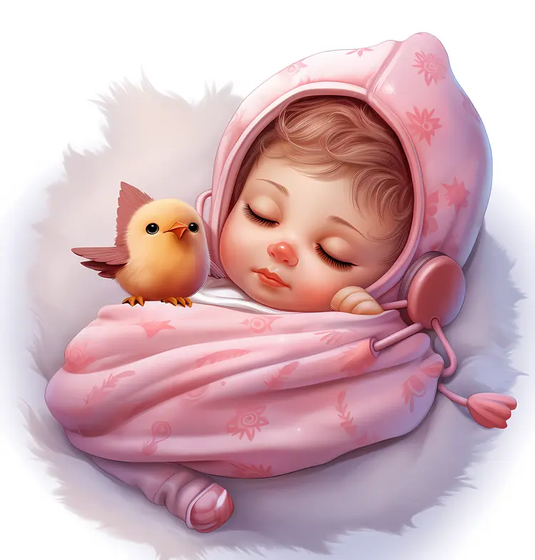 Sleeping Baby with Bird