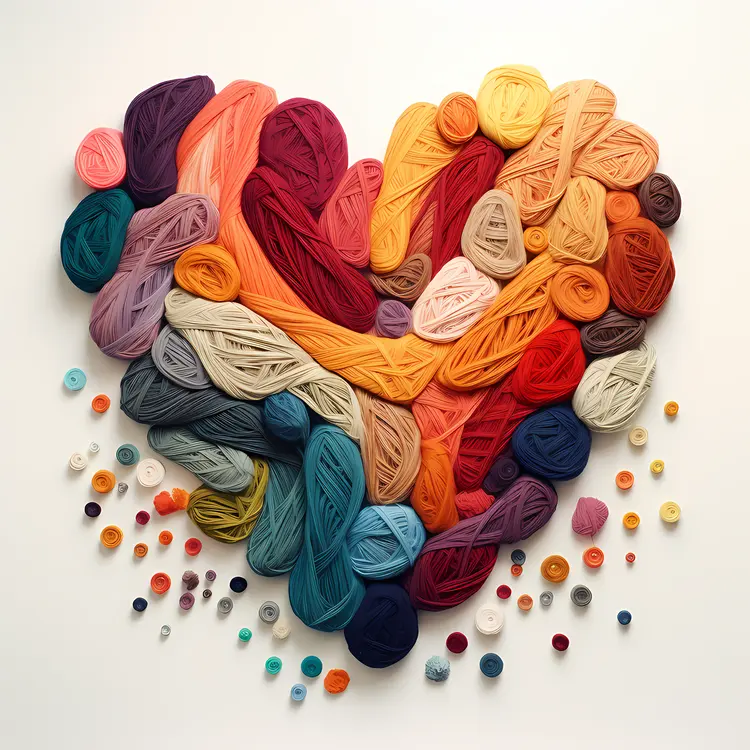 Heart Made of Colorful Yarn