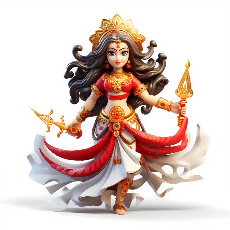 Elegant Goddess Figurine with Weapons