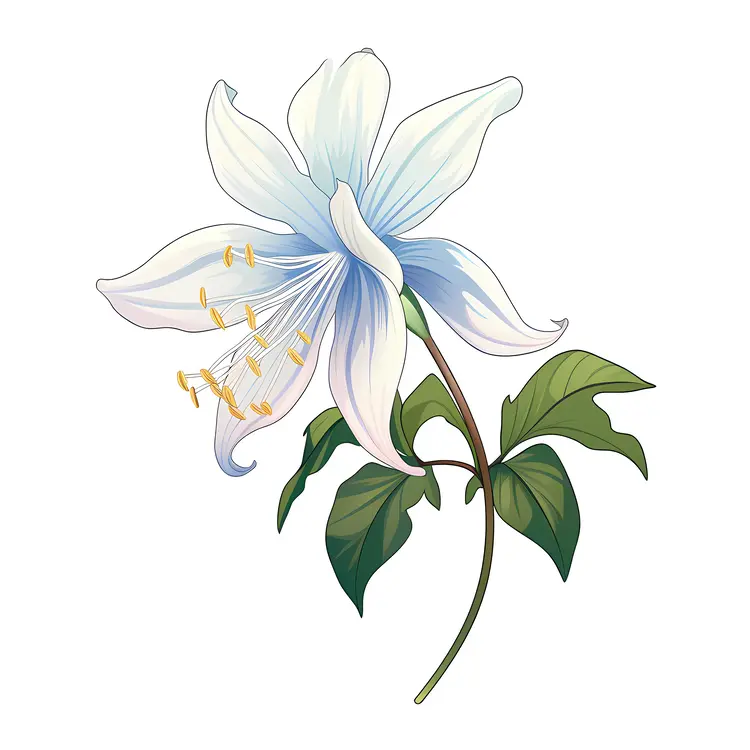 White Lily with Green Leaves