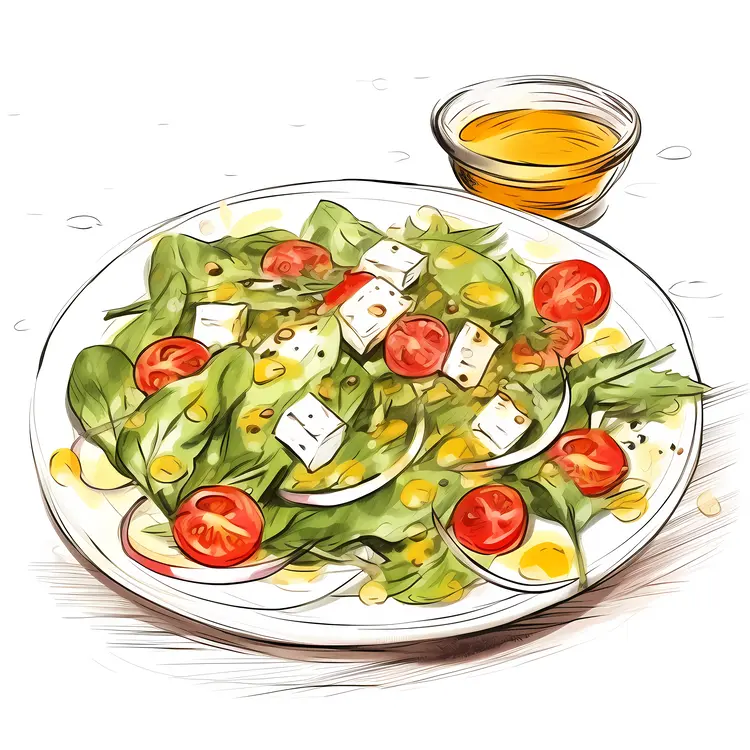 Fresh Vegetable Salad with Dressing