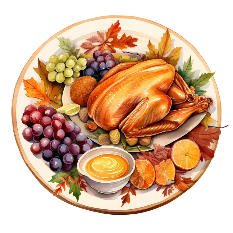 Roasted Turkey with Grapes and Sauce