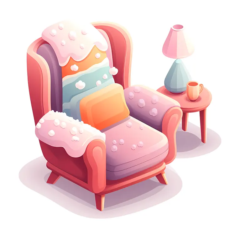 Pink Armchair with Blanket