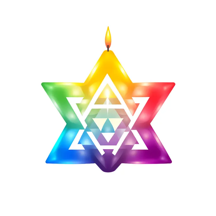 Colorful Star of David with Single Candle for Hanukkah