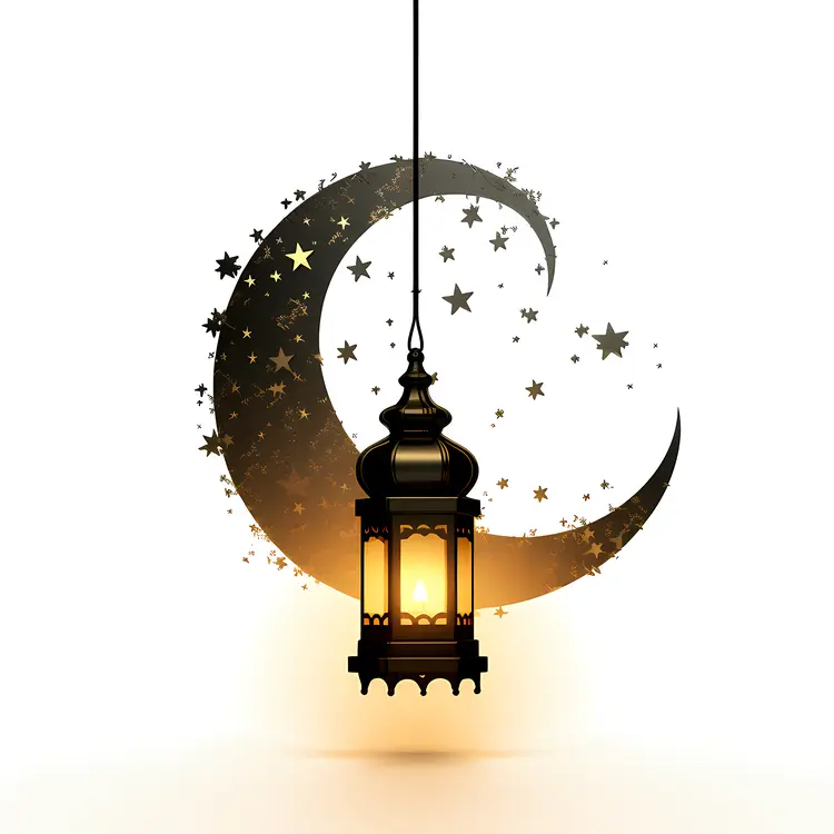 Hanging Lantern with Crescent Moon