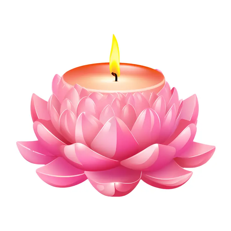 Pink Lotus Candle with Flame
