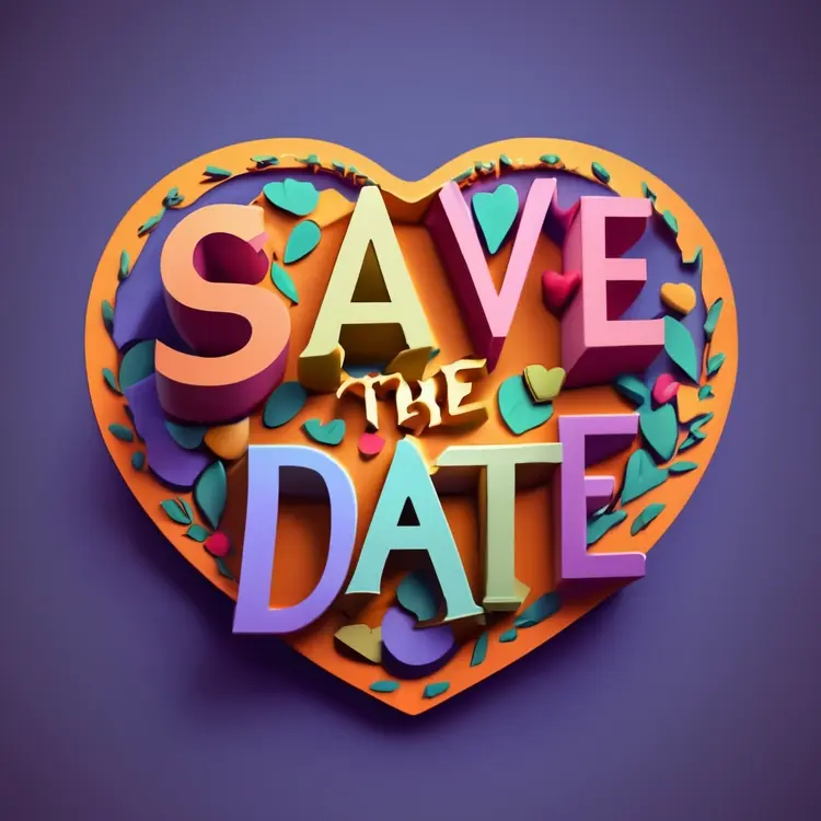 Save the Date with Heart and Leaves