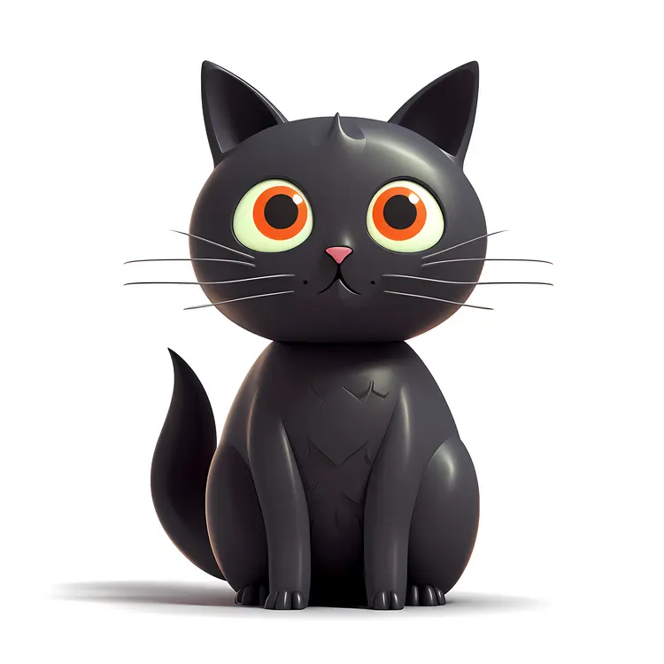 Cute Black Cartoon Cat for Halloween