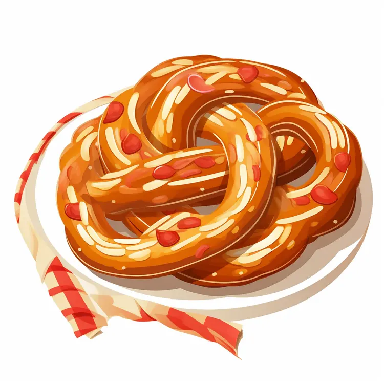 Delicious Pretzel on a Plate with Ribbon