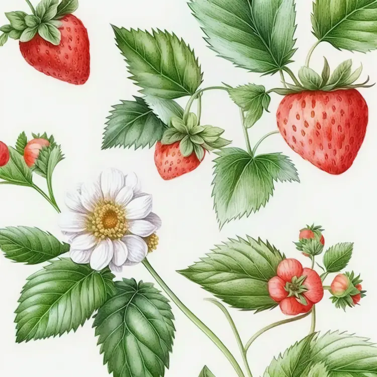 Beautiful Strawberry and Flower Illustration