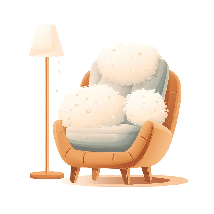 Light Brown Armchair with Lamp