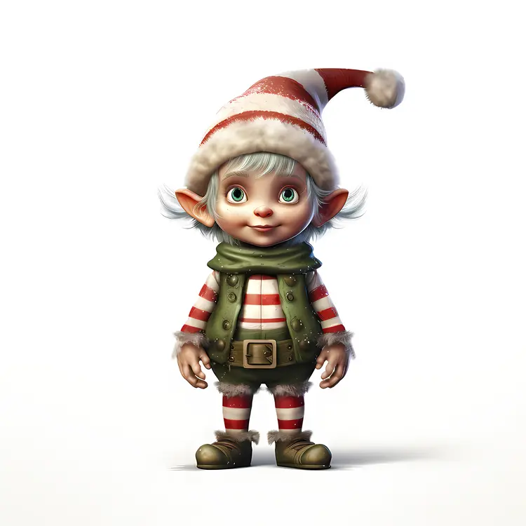 Cute Elf in Green and Red Outfit