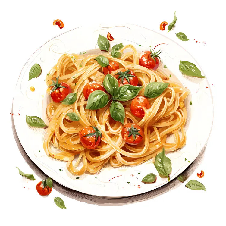 Spaghetti with Fresh Basil and Tomatoes
