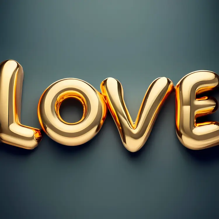 Golden LOVE Letters on Grey Background