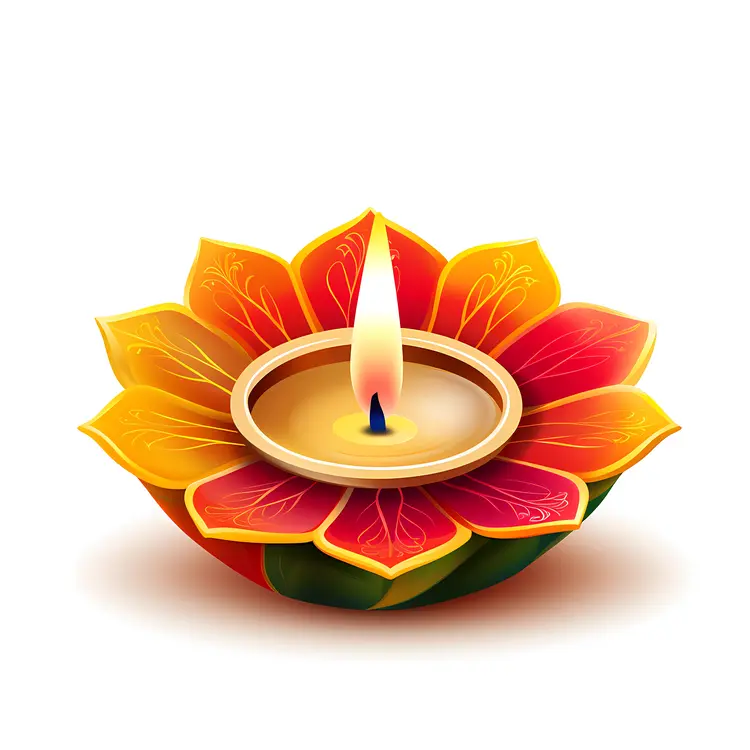Red Candle with Petals