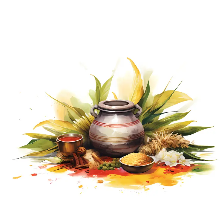 Traditional Pot with Spices and Herbs