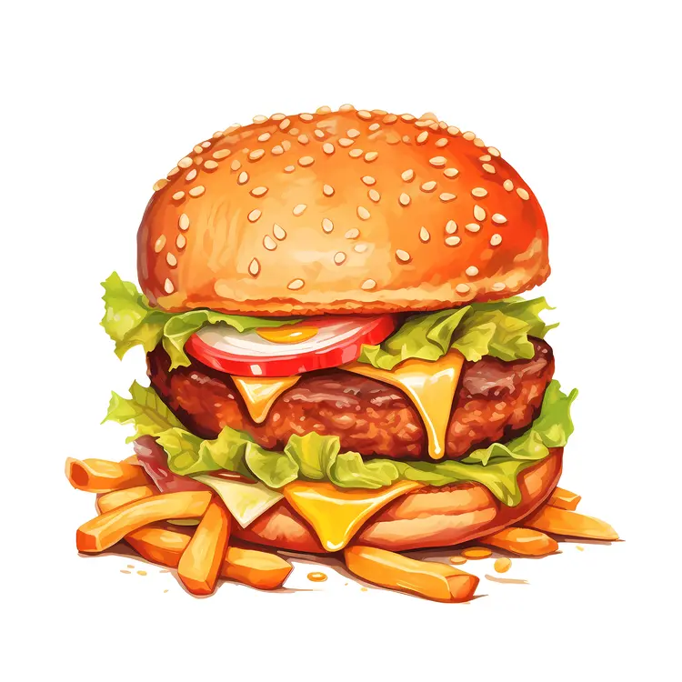 Savory Cheeseburger with Fries