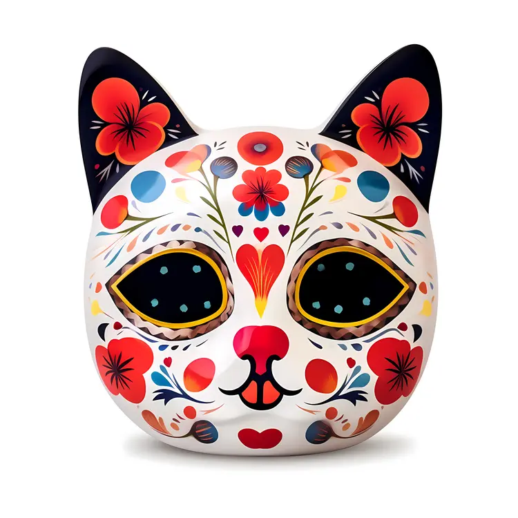 Colorful Decorative Cat Mask for Day of the Dead Celebration
