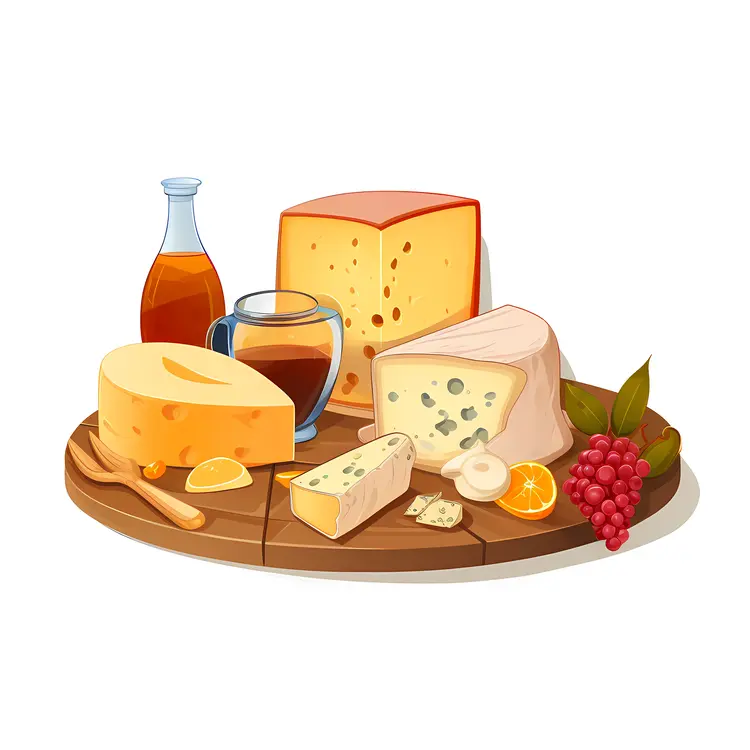 Cheese Platter with Grapes and Oranges
