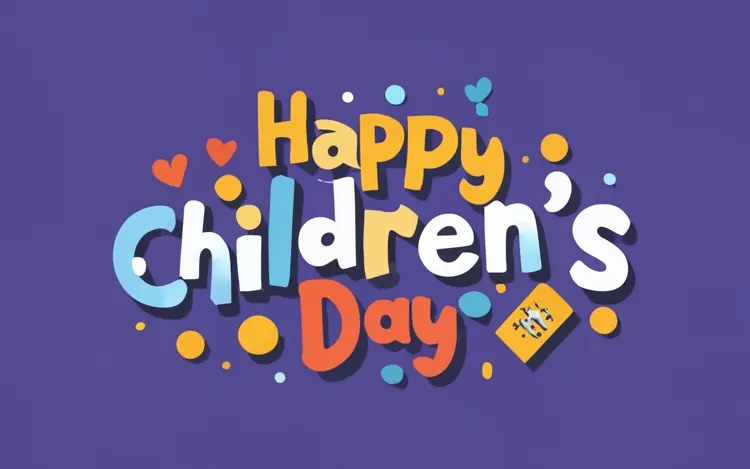 Happy Children's Day Text with Hearts