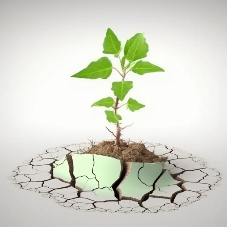 Green Plant Growing Through Cracked Ground