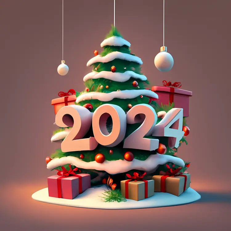 Christmas Tree with 2024 Decorations