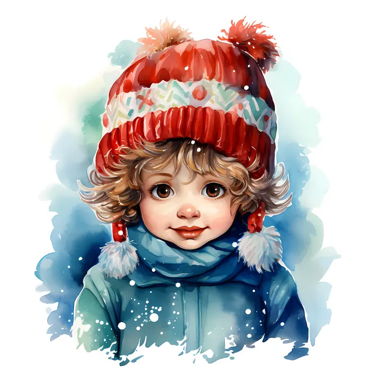 Adorable Child in Red and White Winter Hat